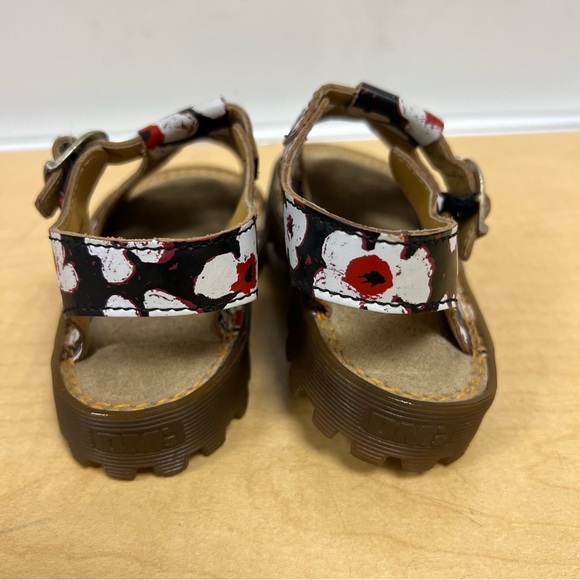 Dr. Martens Kids Floral Sandals - Black, White, and Red Size 12 - Picture 4 of 8